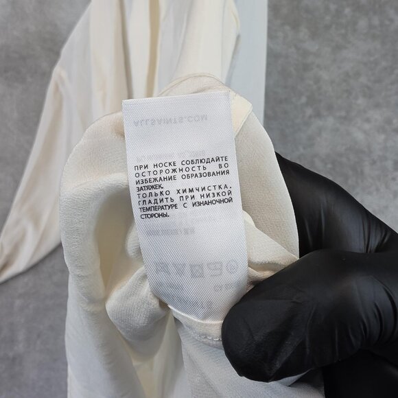 AllSaints Blouse Womens 4 Cream Silk Cowl Neck Drape Front Long Sleeve Asdis - Picture 10 of 14